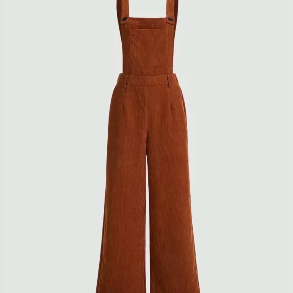 Brown Wide-Leg Corduroy Overalls NWT